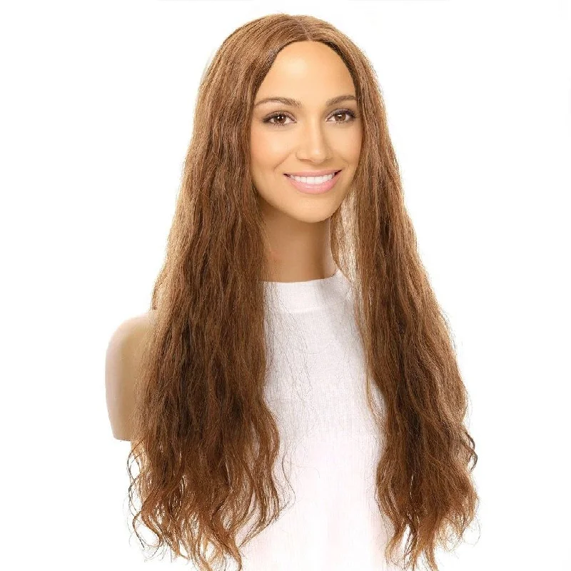 Long - length wig with a side - part for a more flattering look24" Divine Lace Top Wig Strawberry Blonde Wavy