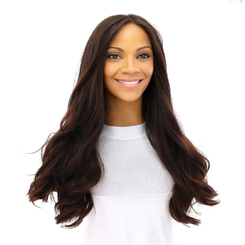 Synthetic long - length wig with a natural - looking texture24" Luxe Silk Top Wig #5 Warm Dark Brown