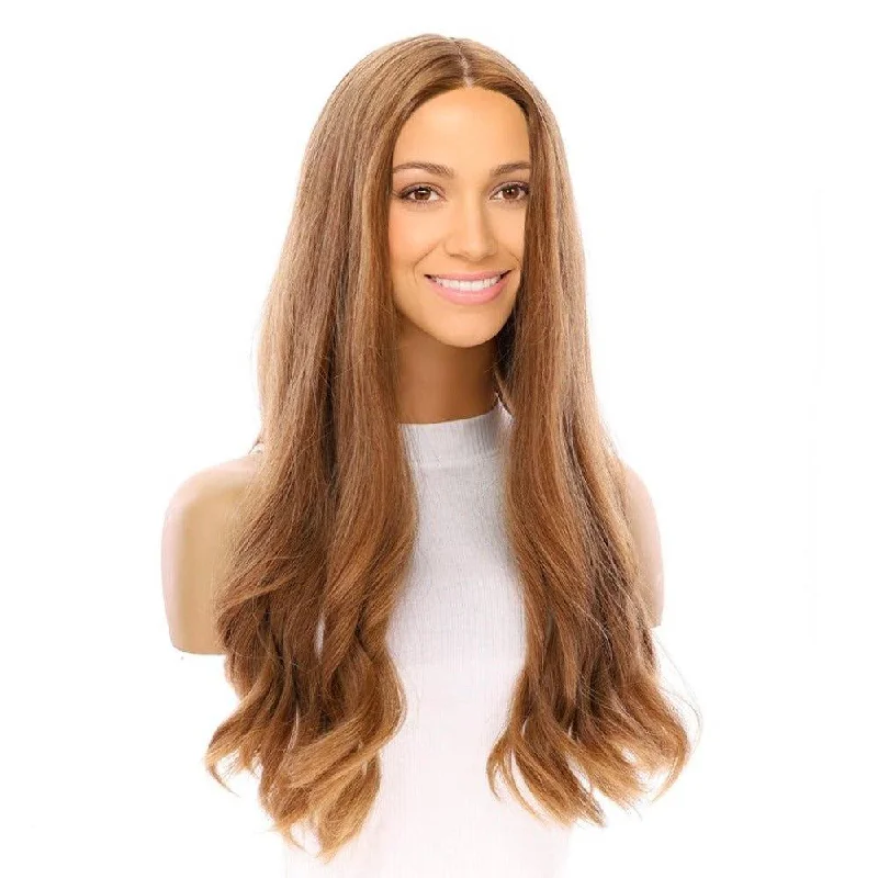 Long - length wig with a heat - resistant formula for easy styling at home24" Luxe Silk Top Wig #14 Warm Dark Blonde