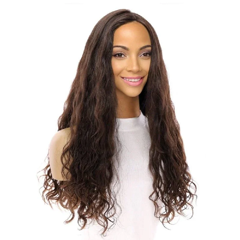 Long - length wig with a wavy texture for a beachy and romantic look24" Luxe Silk Top Wig #4 Dark Brown Wavy