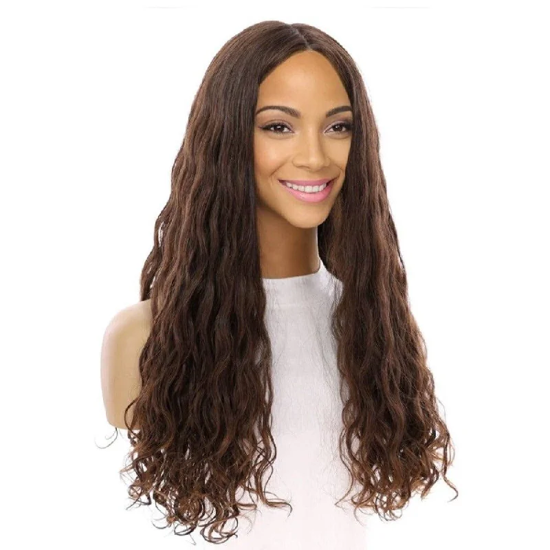 Long - length wig with a natural - looking root for a more realistic look24" Luxe Silk Top Wig #5 Warm Dark Brown Wavy