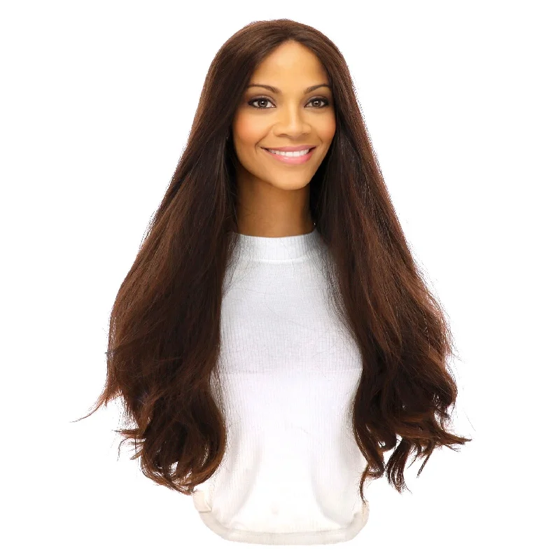 Long - length wig with a straight texture for a sleek and glamorous look24" Secret Lace Top Wig #5 Warm Dark Brown