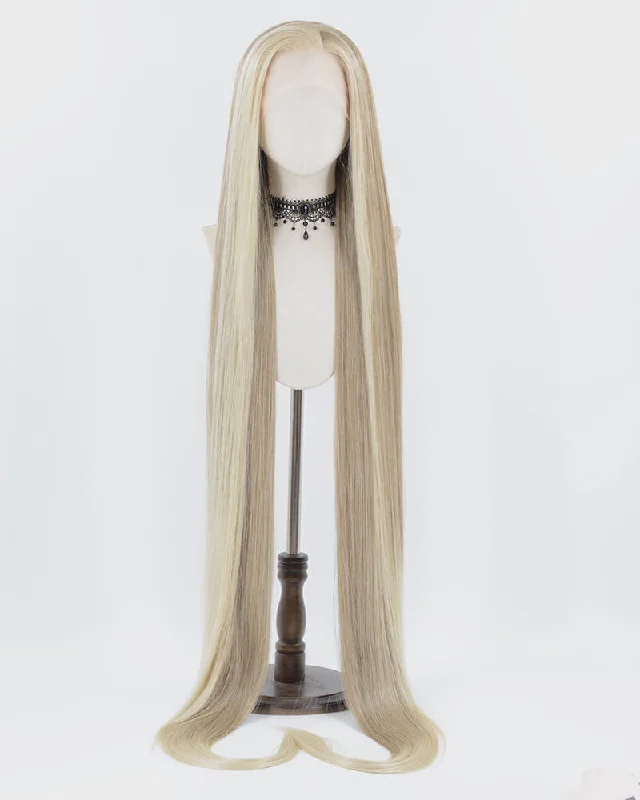 Human - hair long - length wig for a natural and luxurious feel60Inch Long Blonde Synthetic Lace Front Wig WW721