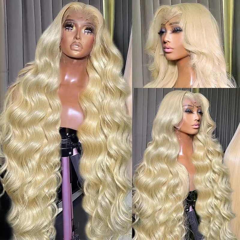 Long - length wig with a natural - looking root for a more realistic lookOneMore 613 Blonde Lace Front Wig Body Wave 13x4 HD Transparent Lace Long Human Hair Wigs 40 Inch