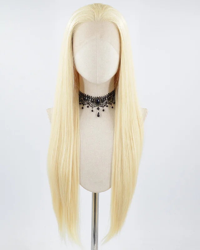 Adjustable - cap long - length wig for a comfortable fit613 Blonde Long Straight Synthetic Lace Front Wig WW690