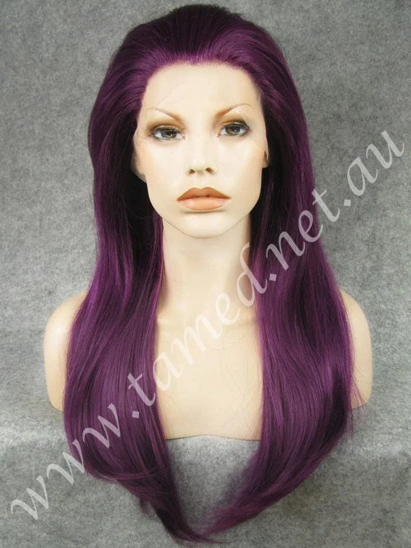 Long - length wig in a jet - black color for a classic appearanceALYSSA DEEP PLUM