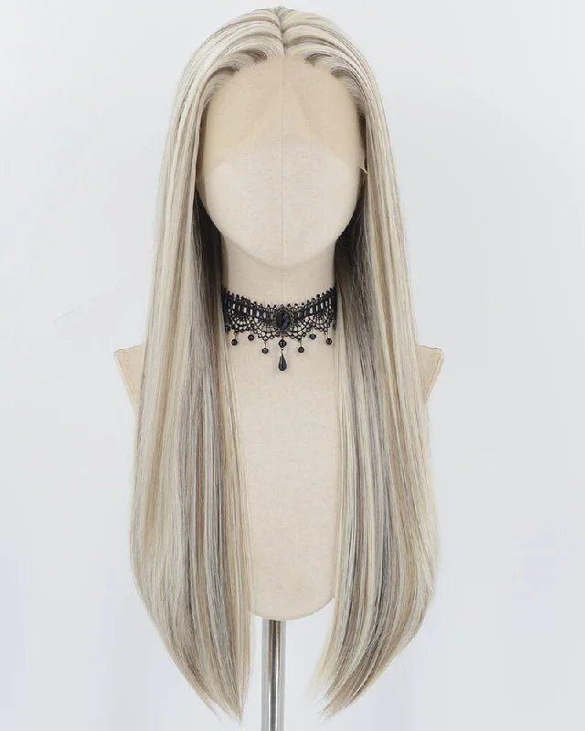 Long - length wig with a middle - part for a classic and elegant styleBlonde Strunk Stripe Brown Synthetic Lace Front Wig WW758