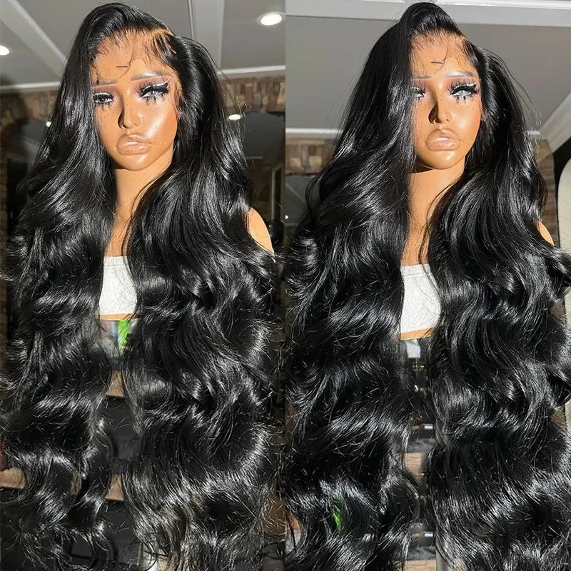 Human - hair long - length wig for a natural and luxurious feel13x6 HD Lace Front Wig Glueless Body Wave Wig Pre Plucked Real HD Lace Human Hair Wigs