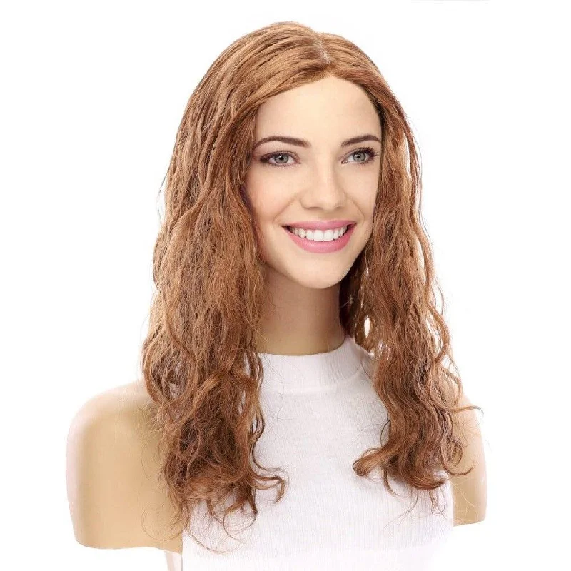 Long - length wig with a honey - blonde color for a warm and sunny appearance22" Reese Silk Top Wig Copper Wavy