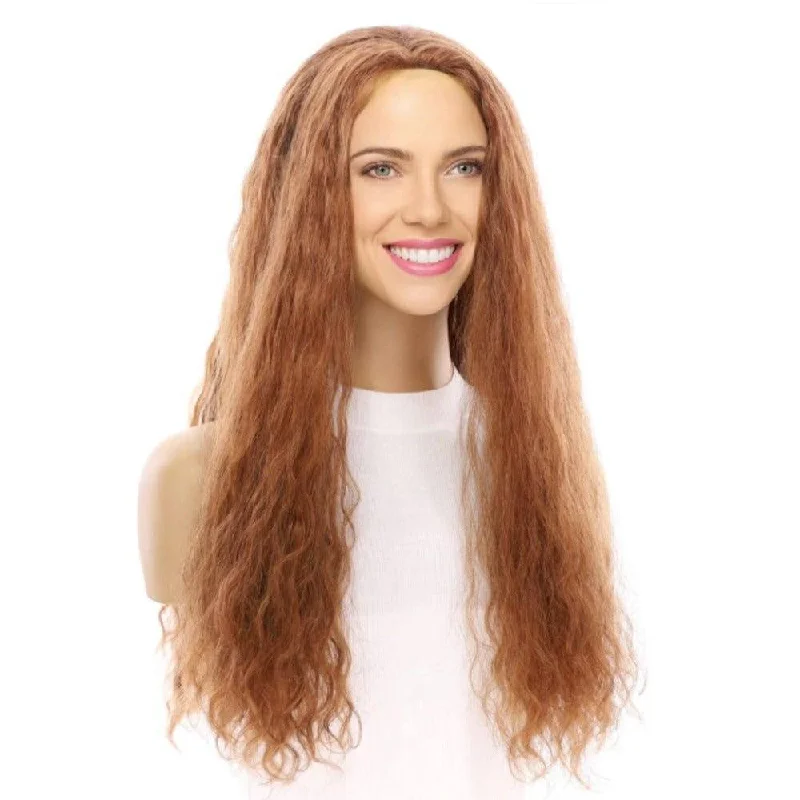 Synthetic long - length wig with a natural - looking texture24" 3/4 Bandfall Wig Copper Wavy