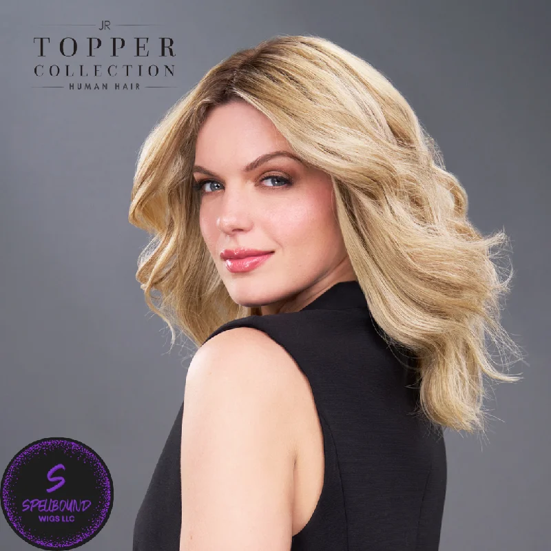 Short wig with a gradient color for a modern and stylish appearanceEasiPart Medium 12" Human Hair Topper - Human Hair Topper Collection by Jon Renau