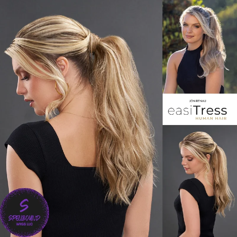 Platinum - blonde short wig for a trendy and eye - catching styleeasiPony 16" Human Hair Ponytail Hairpiece - easiTress Human Hair Collection by Jon Renau