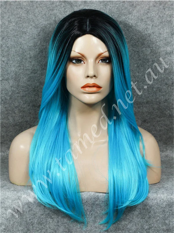 Long - length wig with a pre - bleached knot for a natural - looking scalpELISE ELECTRIC BLUE