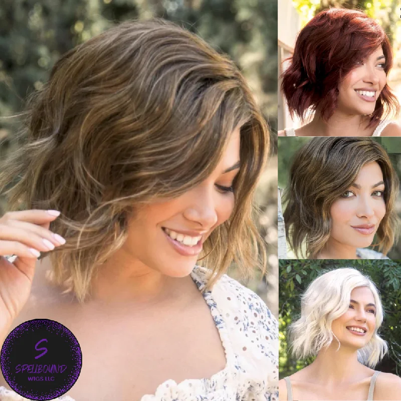 Platinum - blonde short wig for a trendy and eye - catching styleElla in Caffe Macchiato - Orchid Collection by Rene of Paris ***CLEARANCE***