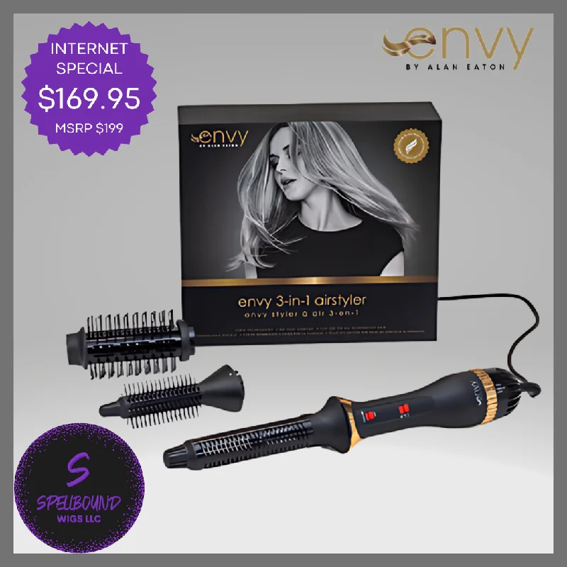 Long - length wig with a pre - plucked hairline for a more natural lookEnvy 3-in-1 Airstyler - by Envy