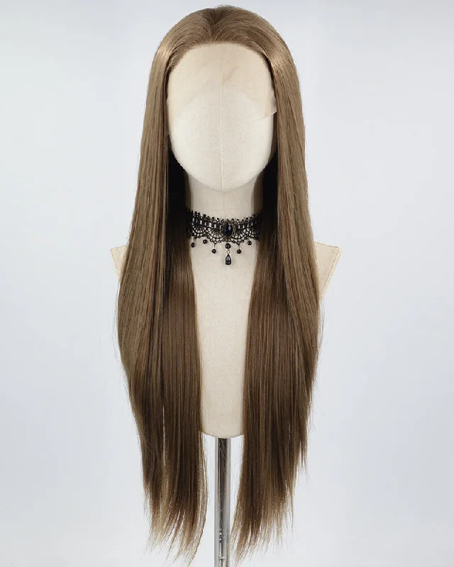 Long - length wig with a wispy fringe for a soft and feminine lookLight Brown Straight Synthetic Lace Front Wig WW684