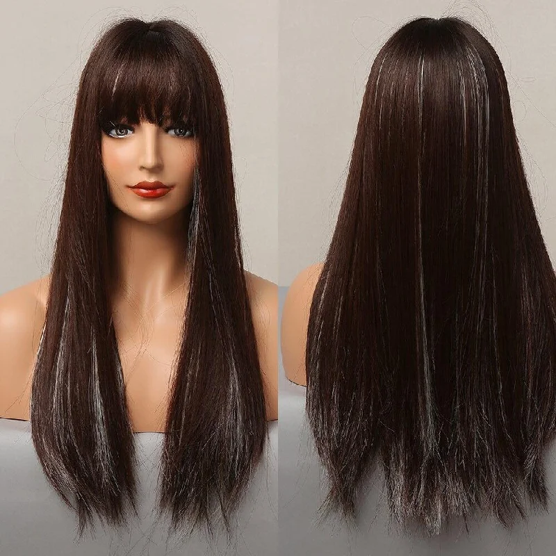 Dark Brown with red tone mix grey highlights