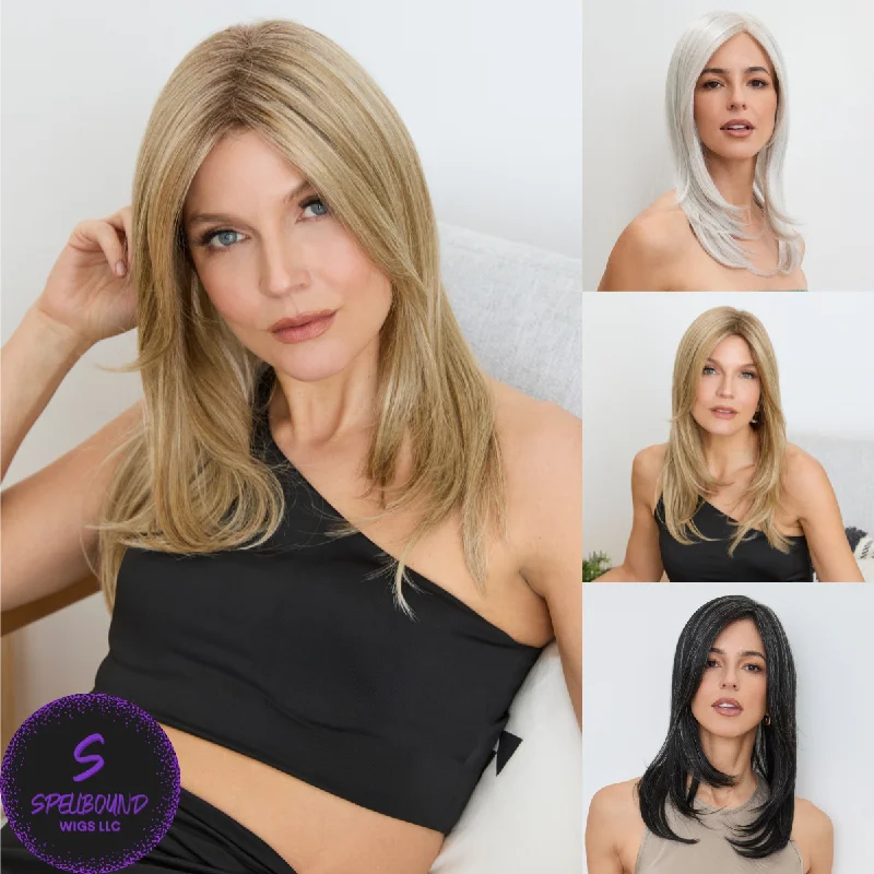 Short wig with a wavy texture for a beachy and relaxed lookLong Top Piece Mono Large - Accessory Hairpiece Collection by Amore