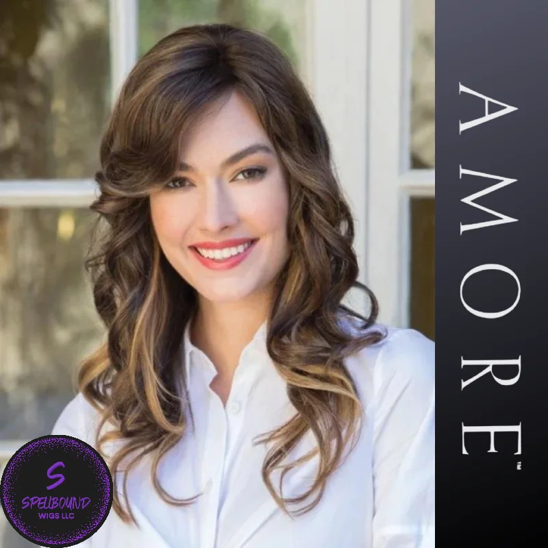 Synthetic short wig with a natural - looking shineLuxe Top Piece - Accessory Hairpiece Collection by Amore