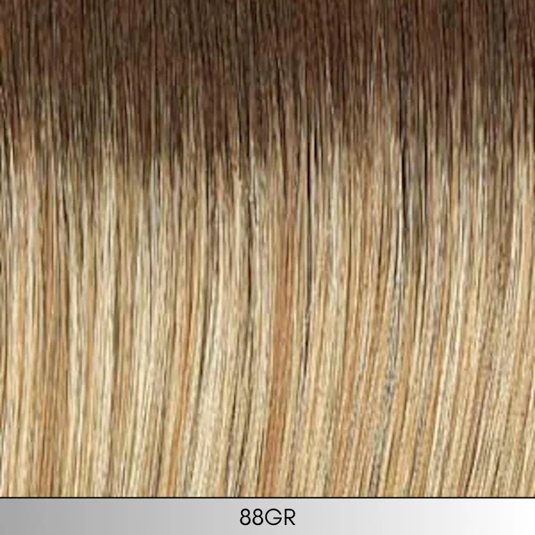 88GR - Light wheat blonde with dark strawberry blonde highlights and medium brown root