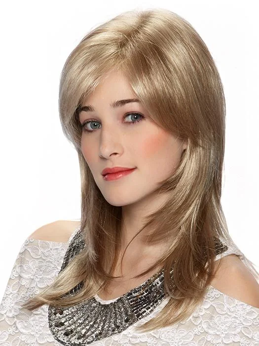 Short wig with auburn highlights for a warm and rich colorOlivia | Synthetic Wig (Mono Top) | CLOSEOUT