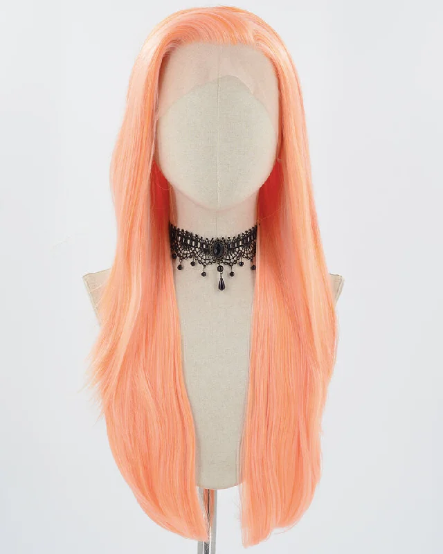 Long - length wig with a side - swept bang for a sophisticated lookOmbre Orange Long Synthetic Lace Front Wig WW773