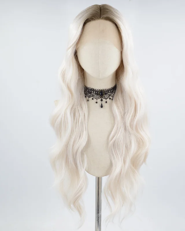 Human - hair long - length wig for a natural and luxurious feelOmbre White Blonde Long Synthetic Lace Front Wig WT259