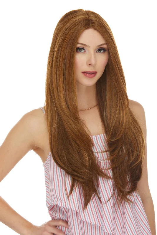 Long - length wig with a platinum - blonde color for a bold and trendy lookLindsey <br>Synthetic Lace Front Wig