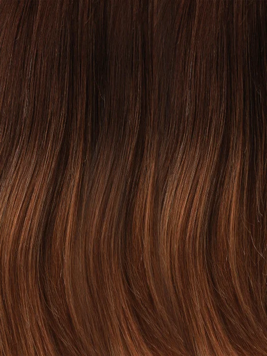 *B8/27/30RO | Dark Ombre | Med Natural Brown Roots to Midlengths. Med Red-Gold Blonde Midlengths to Ends