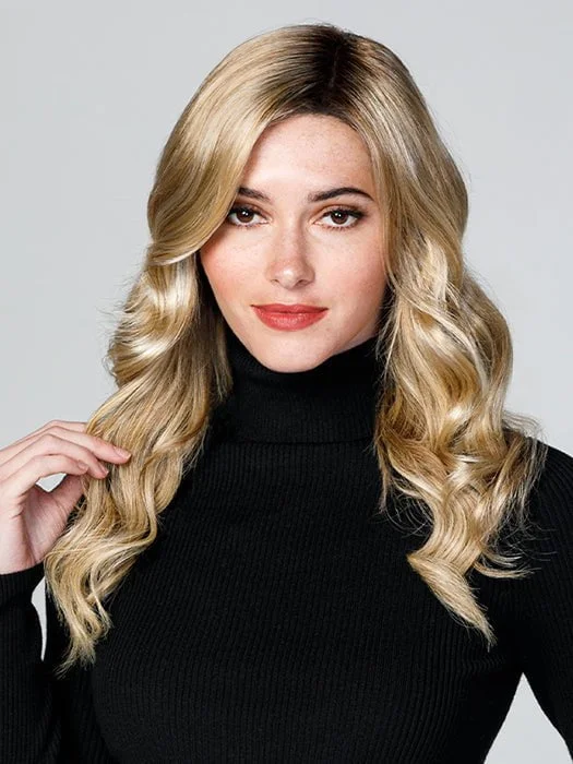 Short wig with a side - swept bang for a sophisticated and flattering styleTop Coverage Wavy 18" | Lace Front Synthetic Hair Topper (Mono Top)