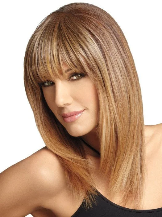 Short wig with a geometric pattern for a unique and fashion - forward designWOW | Daisy Fuentes | Clip in Bangs | CLOSEOUT